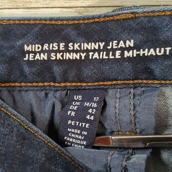 Lands' End Women's Mid Rise Skinny Jeans Blue Deepest Indigo 12‎ Petite 511819 - Picture 10 of 12